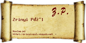 Zrinyi Pál névjegykártya